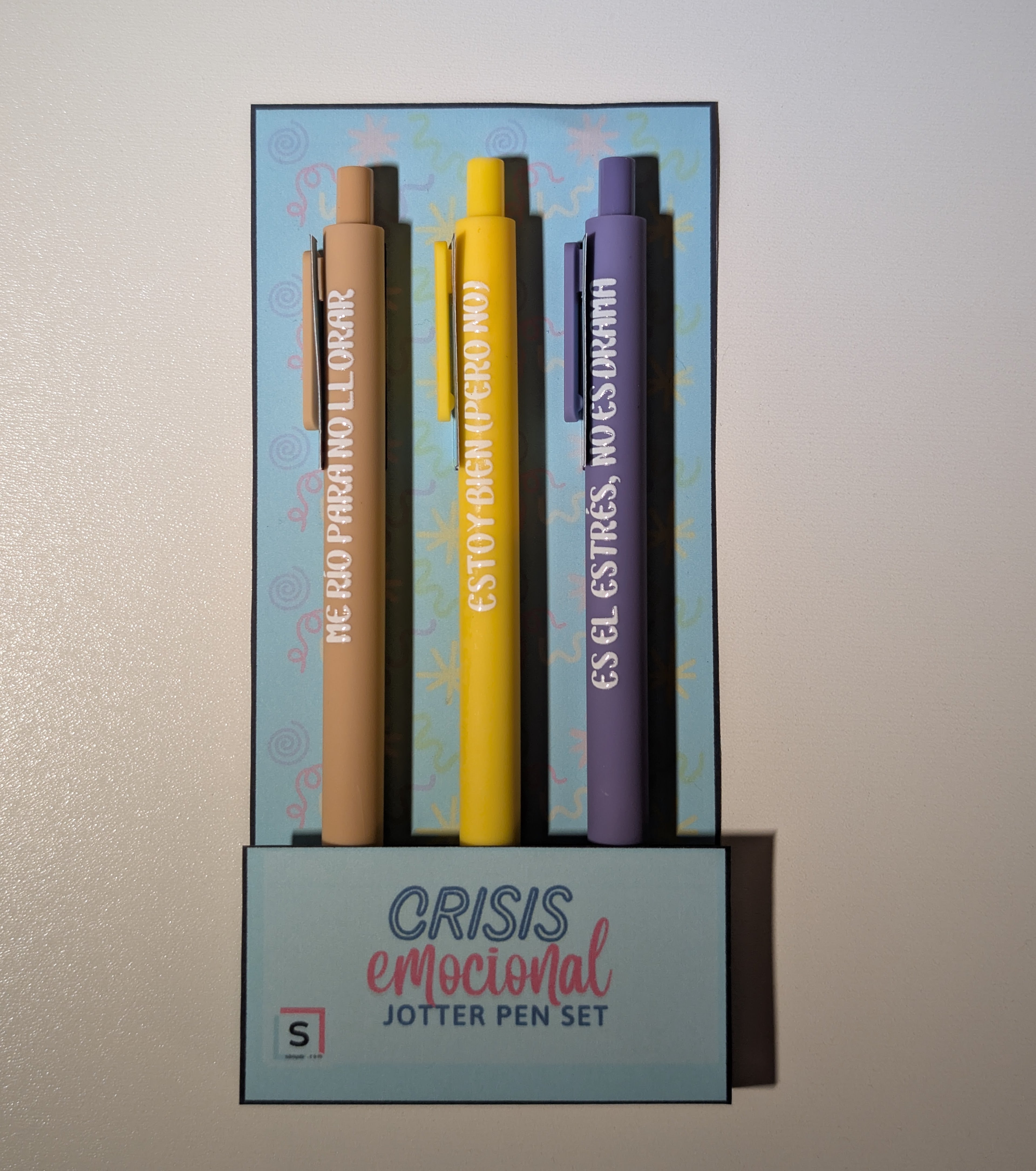 Set de 3 bolígrafos - Crisis Emocional | Frases sinceras (y un poco dramticas)