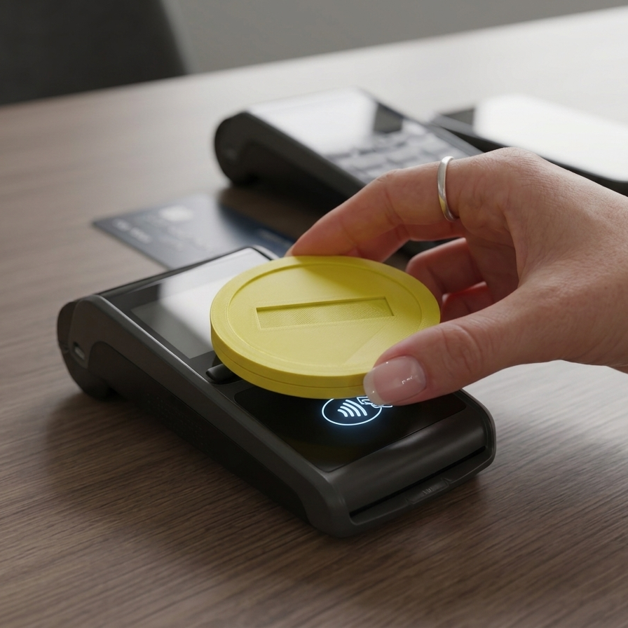 Tap to Pay Coin – Moneda de Pago Contactless 3D Print – subrayada