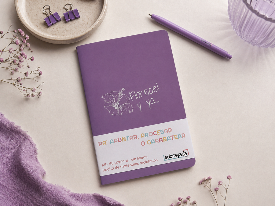 Libreta – Florece y ya | libreta A5 de 60 páginas sin líneas