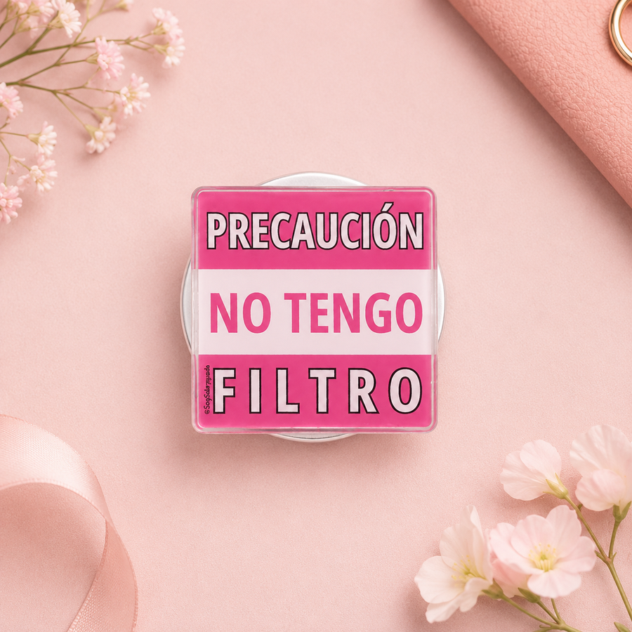 Grip magnético para celular – "Precaución, No Tengo Filtro"