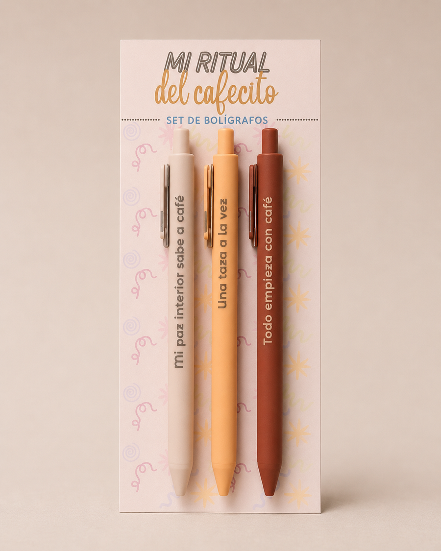 Set de 3 Bolígrafos - Mi Ritual del Cafecito