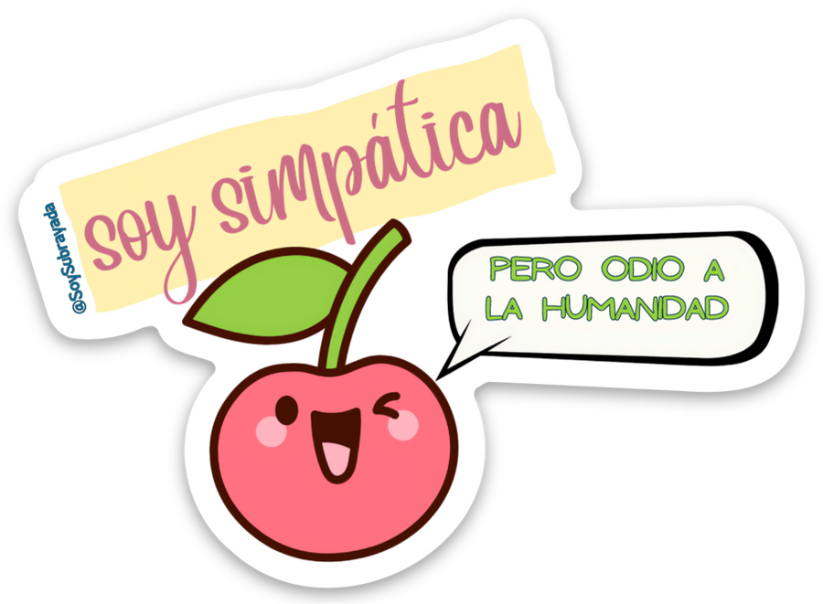Sticker Laminado – Soy simpática pero odio a la humanidad | Cherry con actitud